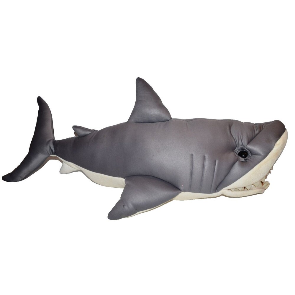 Vtg Folkmanis Great White‎ Shark Hand Puppet Plush 36” Plastic Teeth Animal READ